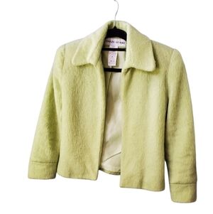 Adolfo Studio Women's Green Fuzzy Jacket Size 2 Petite